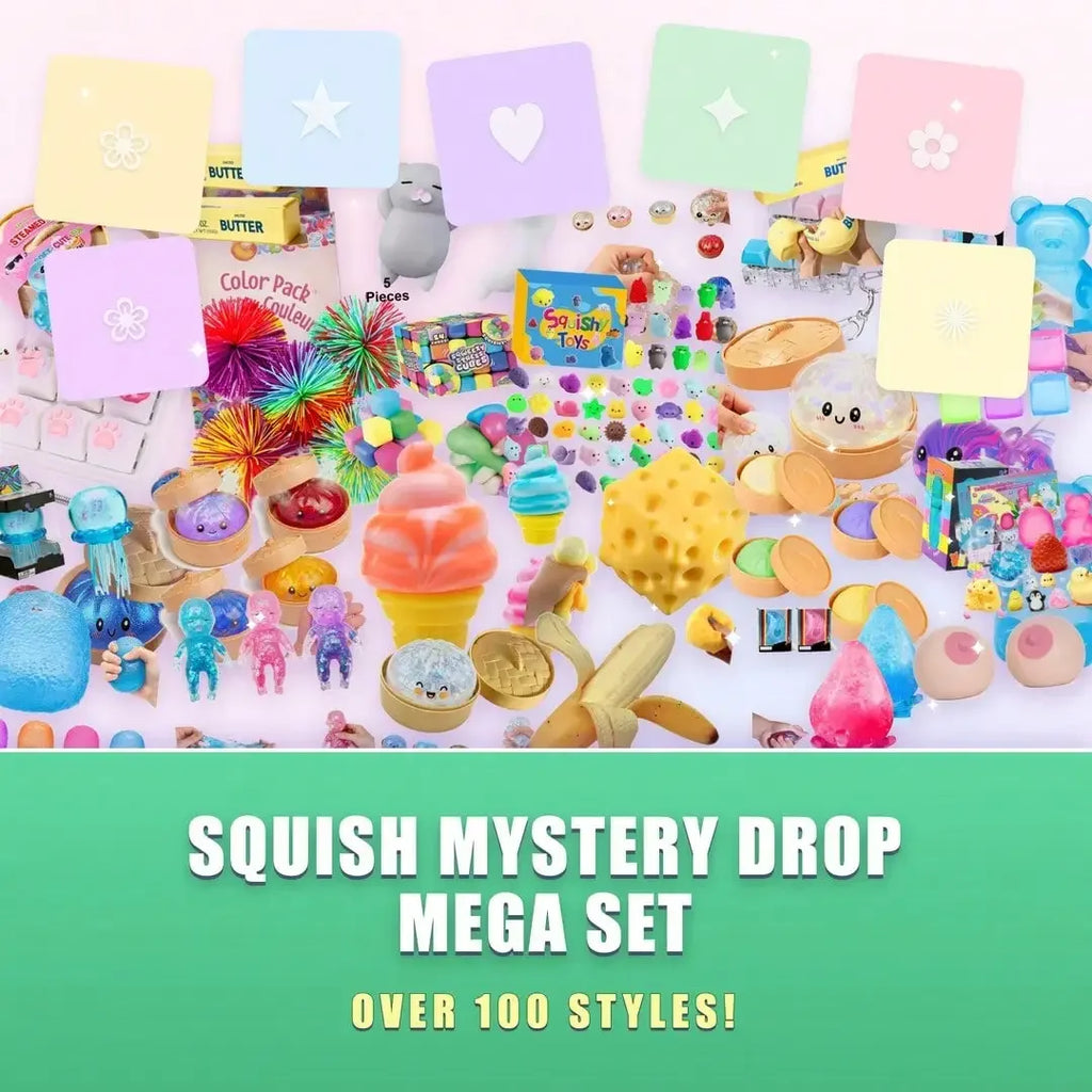 Assorted Squishy Figures Blind Box 100+ Pieces — Party Favor Set