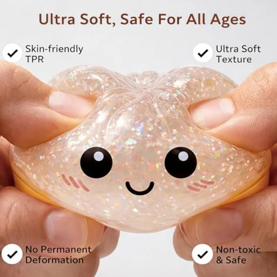2-Pack Transparent Glitter Dumpling Squishies with Box