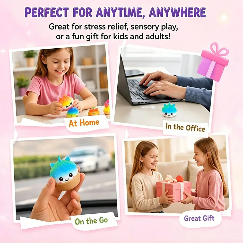 Kawaii Purple Unicorn Dumpling Squishy — Giant Bao Bun Stress Toy