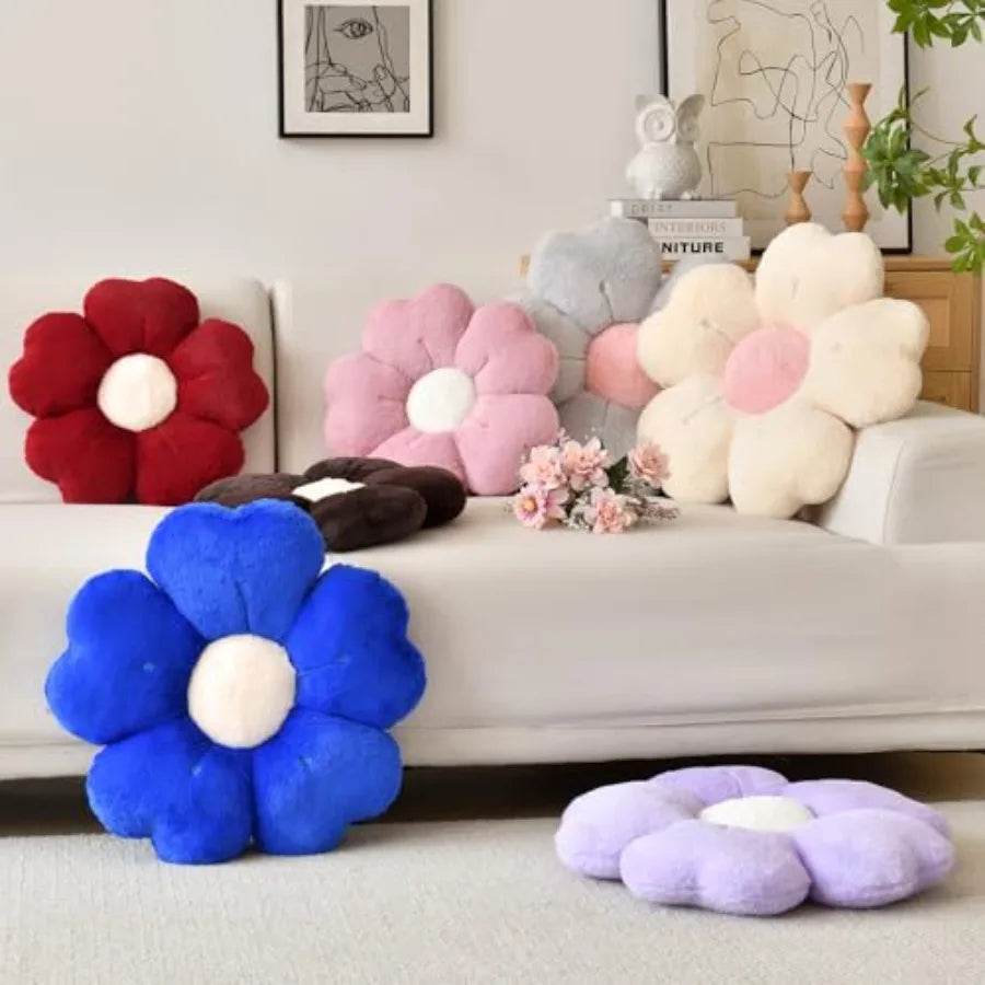 Flower-Shaped Faux Fur Pillow