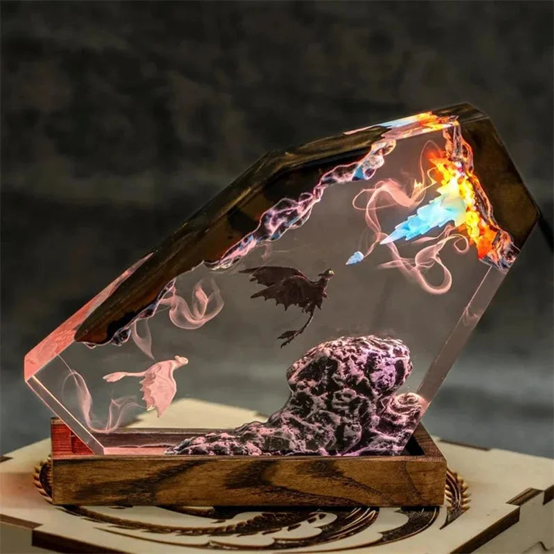 Epoxy Resin Dragon Figurine Set - Black & White Table Centerpiece