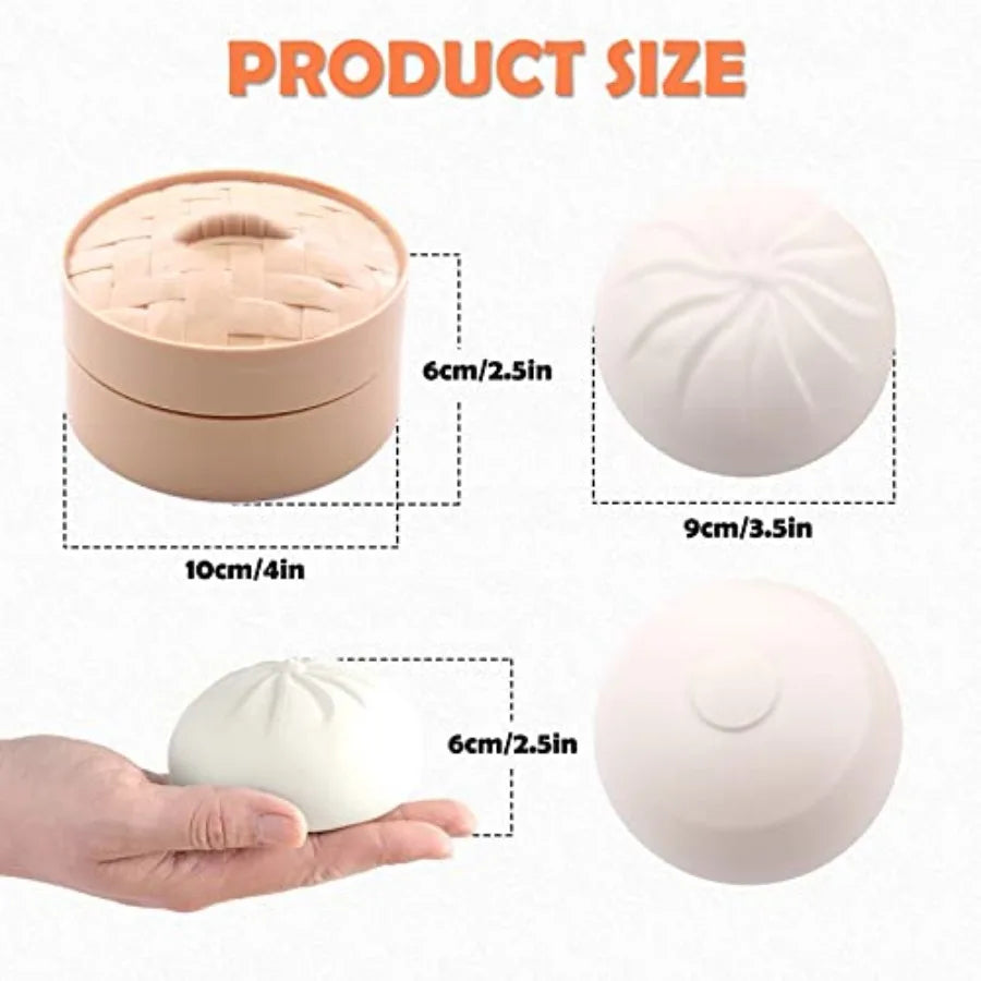 Dumpling Squishy with Box — Stretchy Kawaii Desk Stress Reliever
