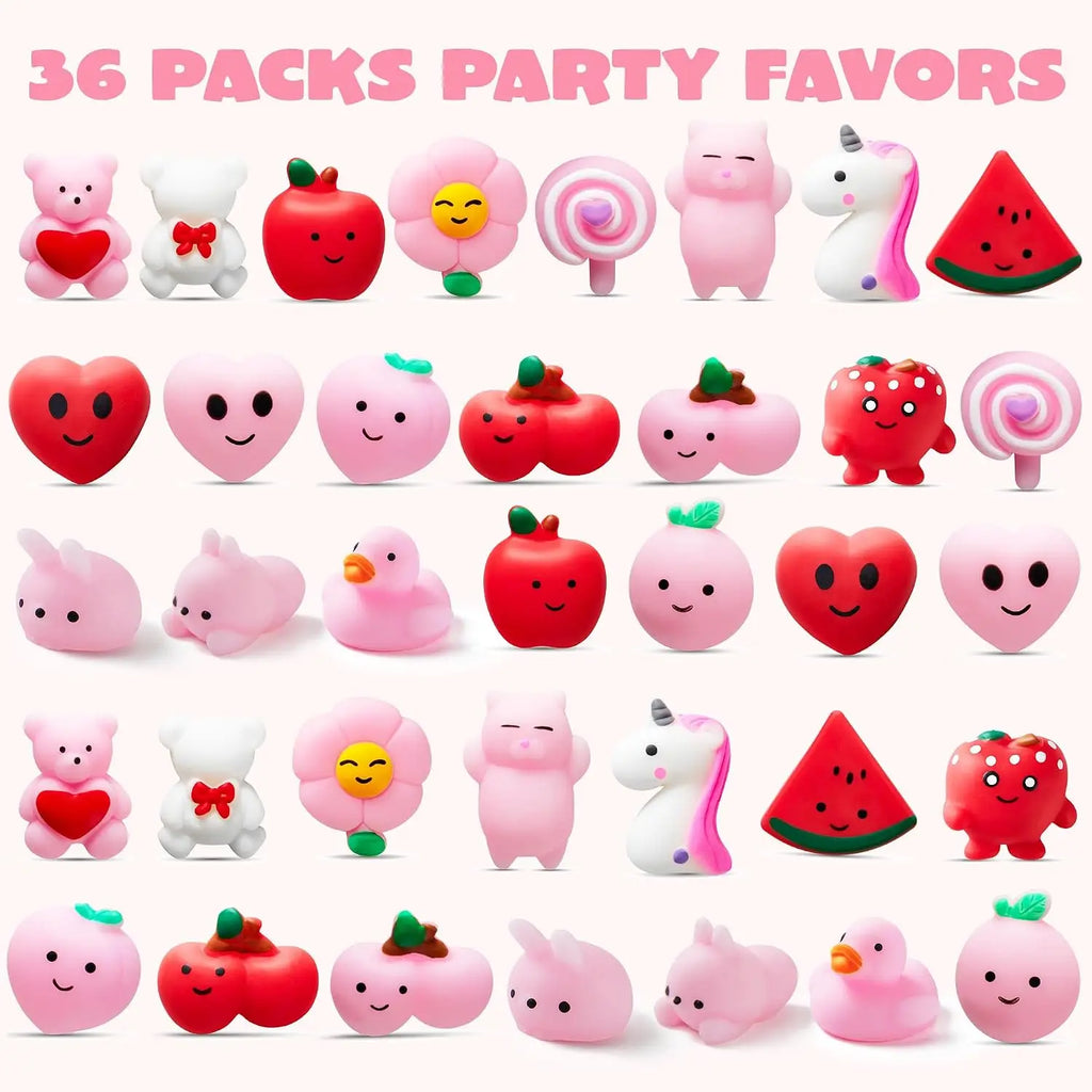 36-Pack Valentine's Day Mochi Squishy Toys — Stress Relief Party Favors