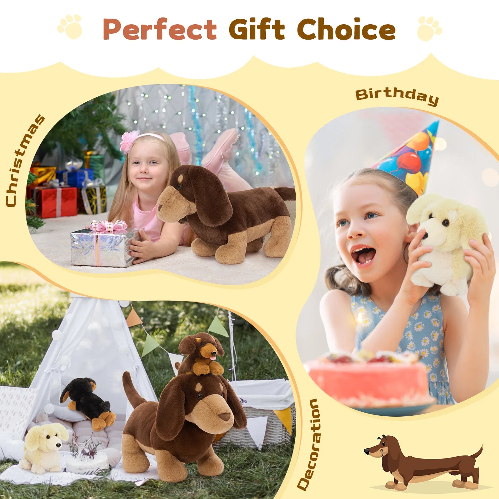 Dachshund Mommy & Puppies Plush Family Set