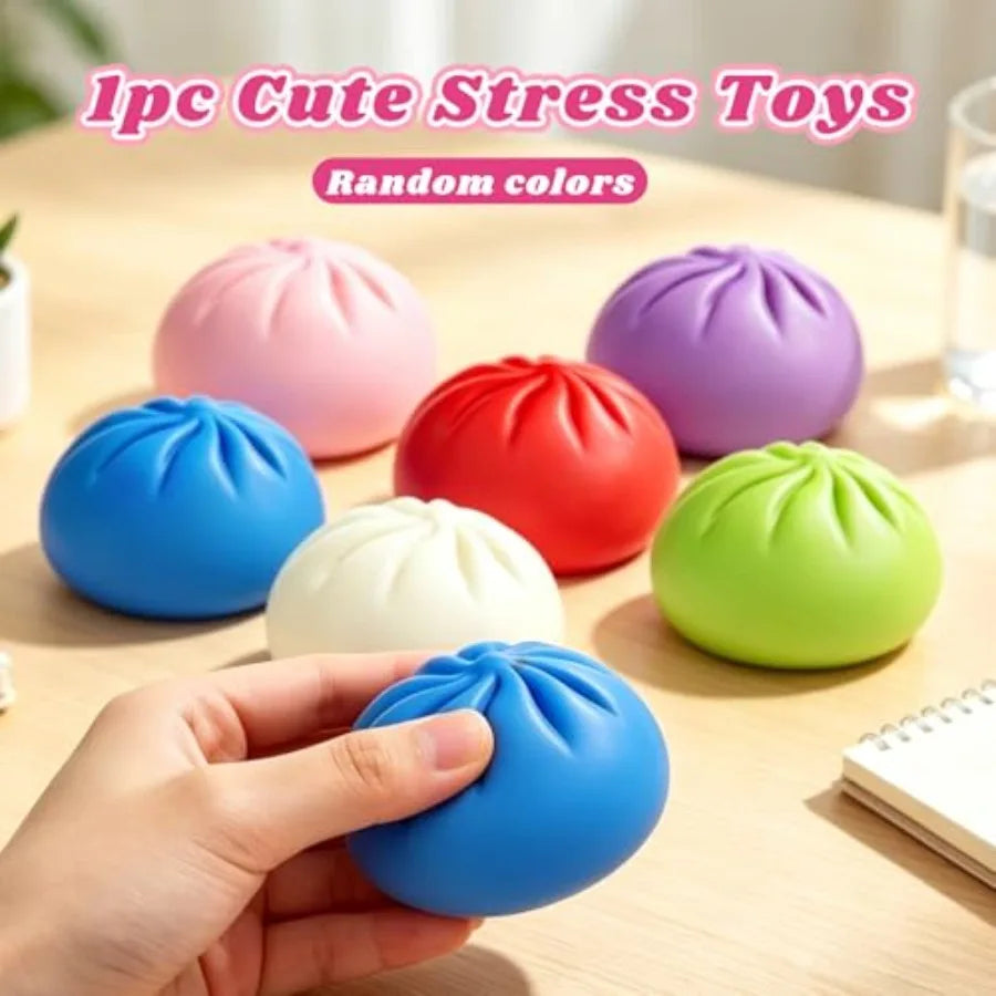 Colorful Dumpling Squishies 3.4" — Sensory Fidget Toy with Steamer