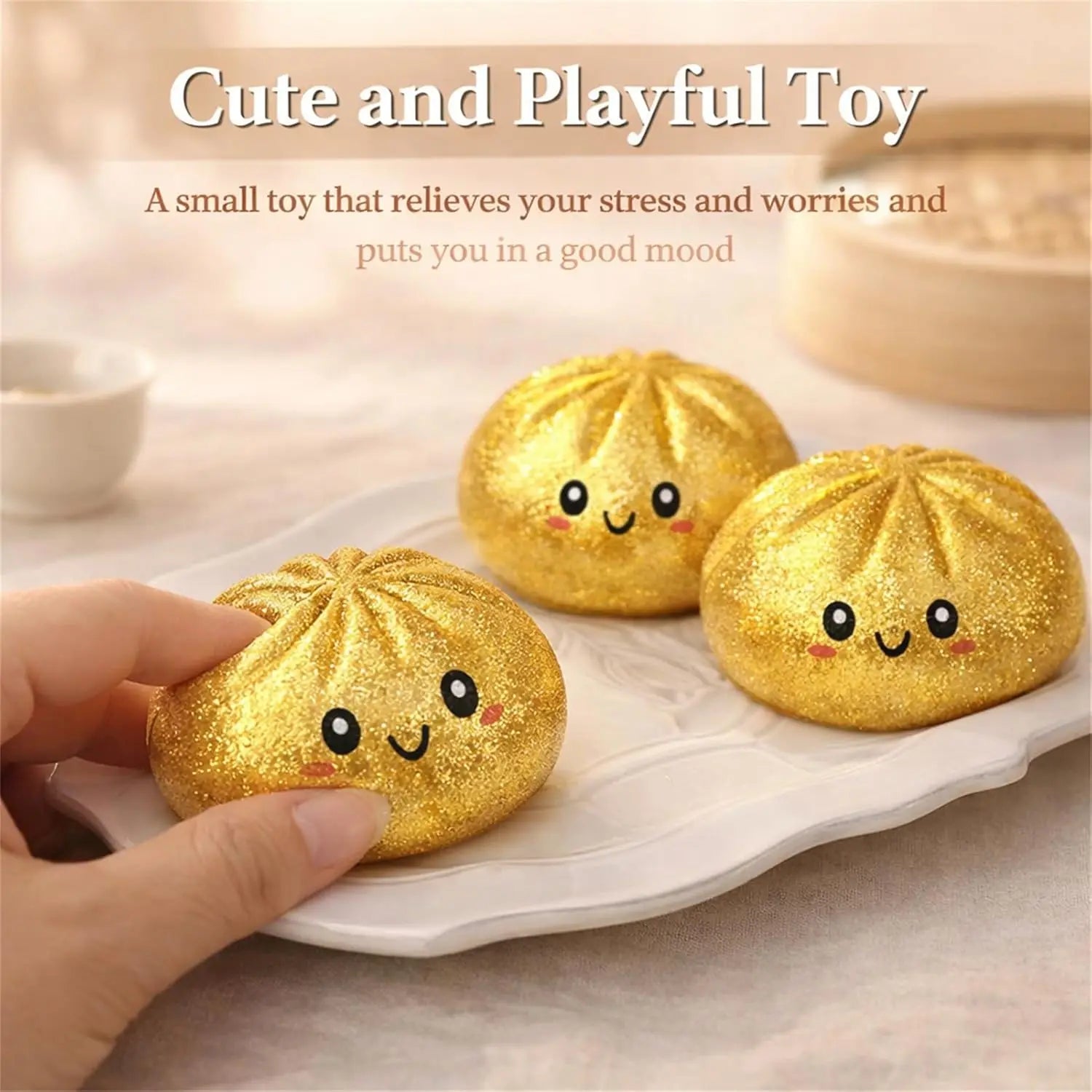 Wholesale Glitter Dumpling Squishy with Box — Sensory Stress Relief
