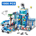 City Police Station Building Block Set Children's Educational Toys DIY Assembly Creative Small Particle Blocks Boys' Gift