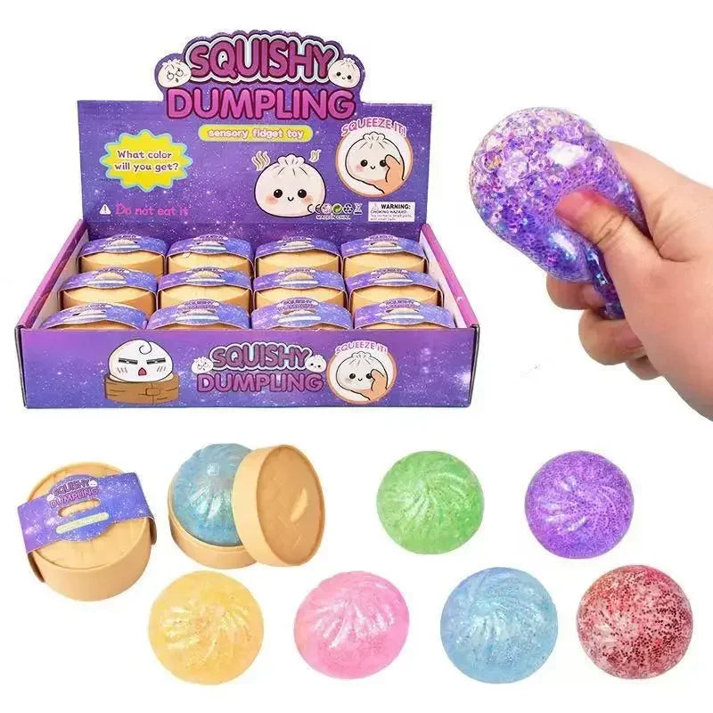 Glitter Dumpling Squishy — 1 Piece | Pick 1 of 21 Colors | Ships Same Day USA