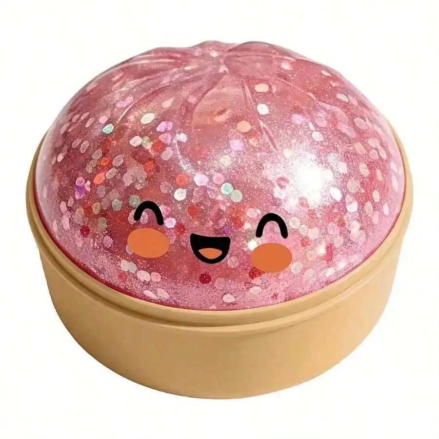 Realistic Giant Dumpling Squeeze Toy with Bamboo Steamer — TPR Dough Ball