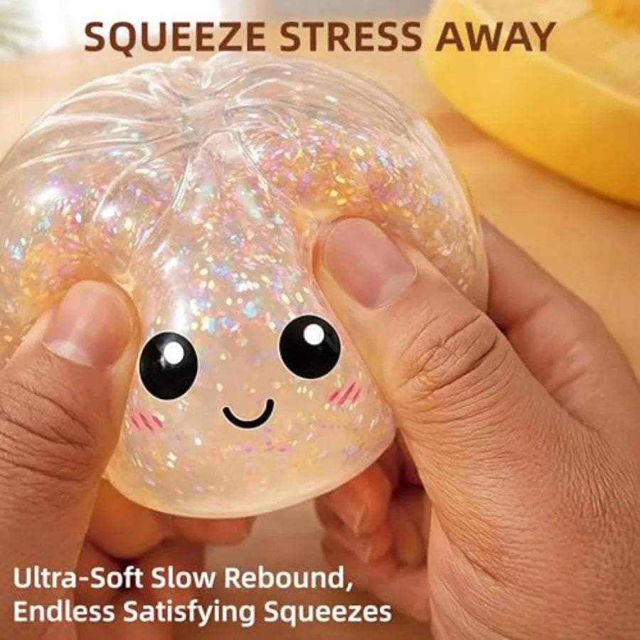2-Pack Transparent Glitter Dumpling Squishies with Box