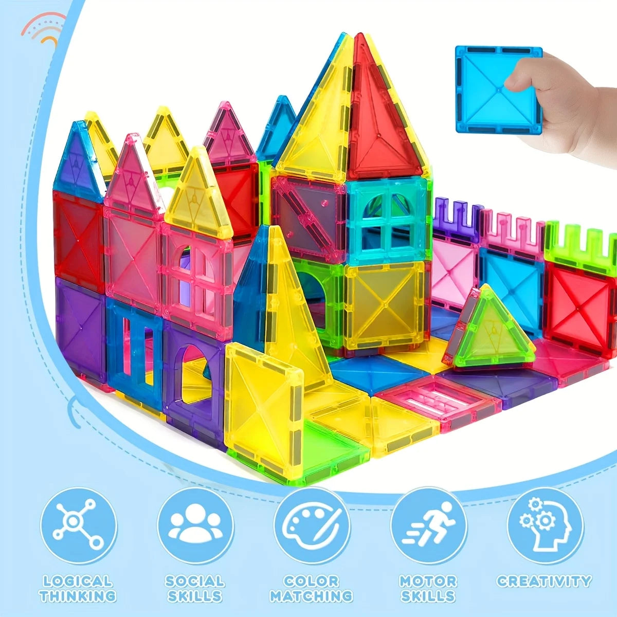 Magnetic Building Block Toys, Magnetic Blocks, Medium-Sized Stacked Building and Puzzle Toys, Creative and Lively Magnetic Toys
