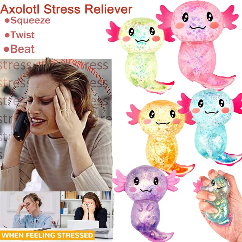 Glitter Axolotl Squishy Toy