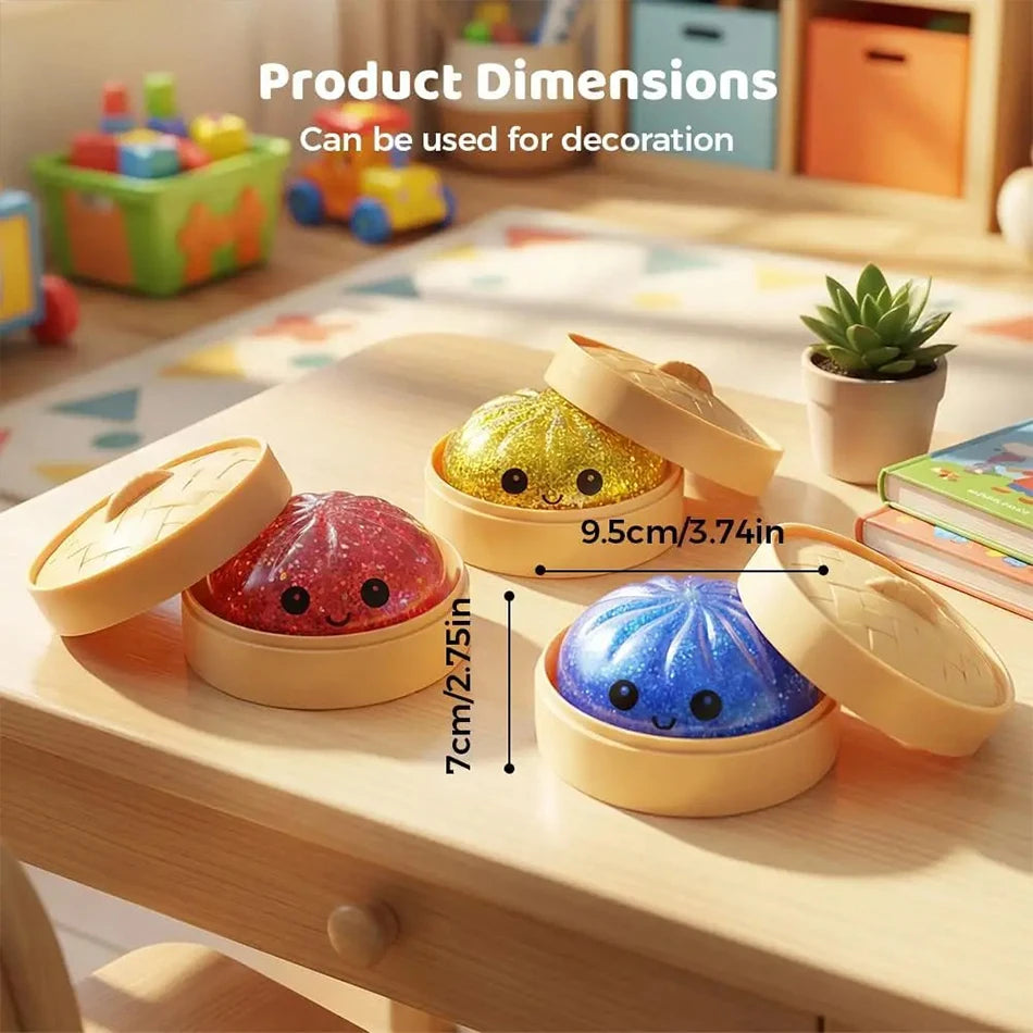 11 Styles Giant Dumpling Squeeze Toy with Bamboo Steamer