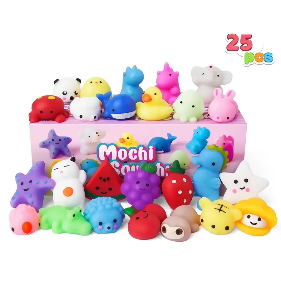 25-Pack Mini Animal Fruit Mochi Squishies — Party Favors Easter Basket