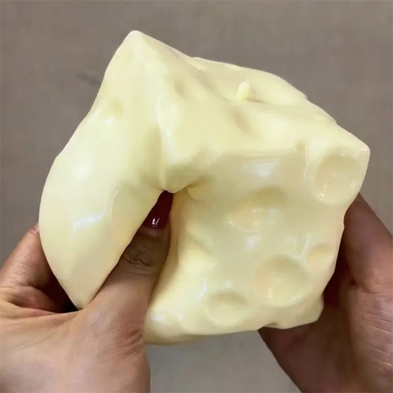 Jumbo Cheese Cube Stress Ball — Shapeable ASMR Non-Bounce Fidget Gift