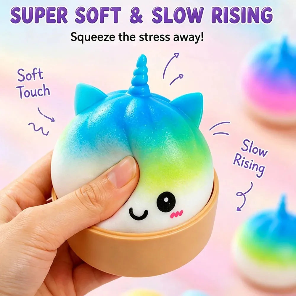 Kawaii Purple Unicorn Dumpling Squishy — Giant Bao Bun Stress Toy