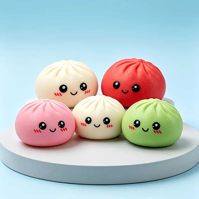 3-Pack Steamed Bread Dough Ball Squishy — Random Color Dumpling Set