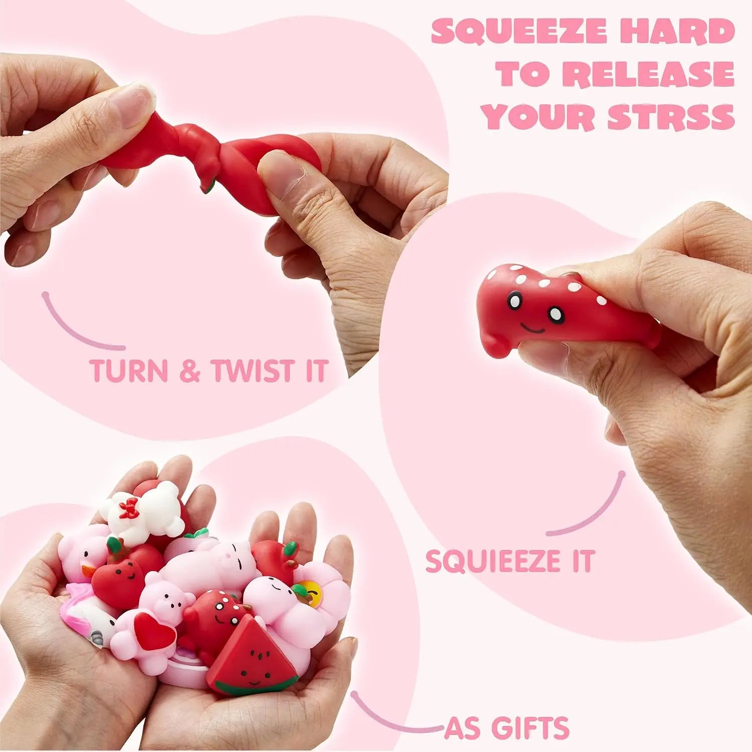 36-Pack Valentine's Day Mochi Squishy Toys — Stress Relief Party Favors