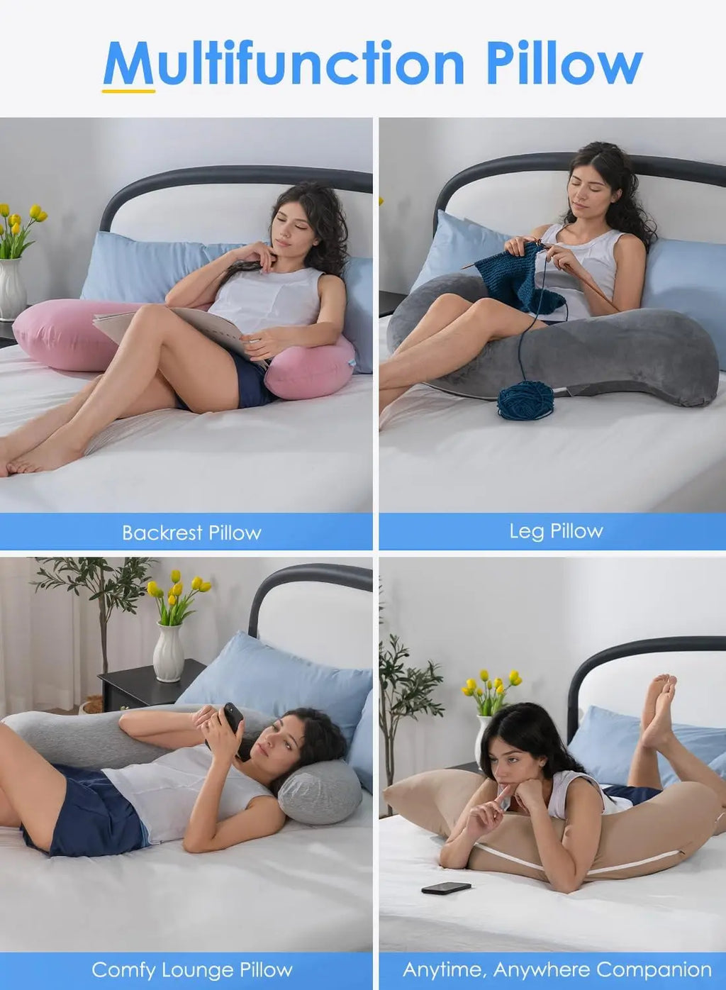 S-Shaped Hug Pillow for Side Sleepers