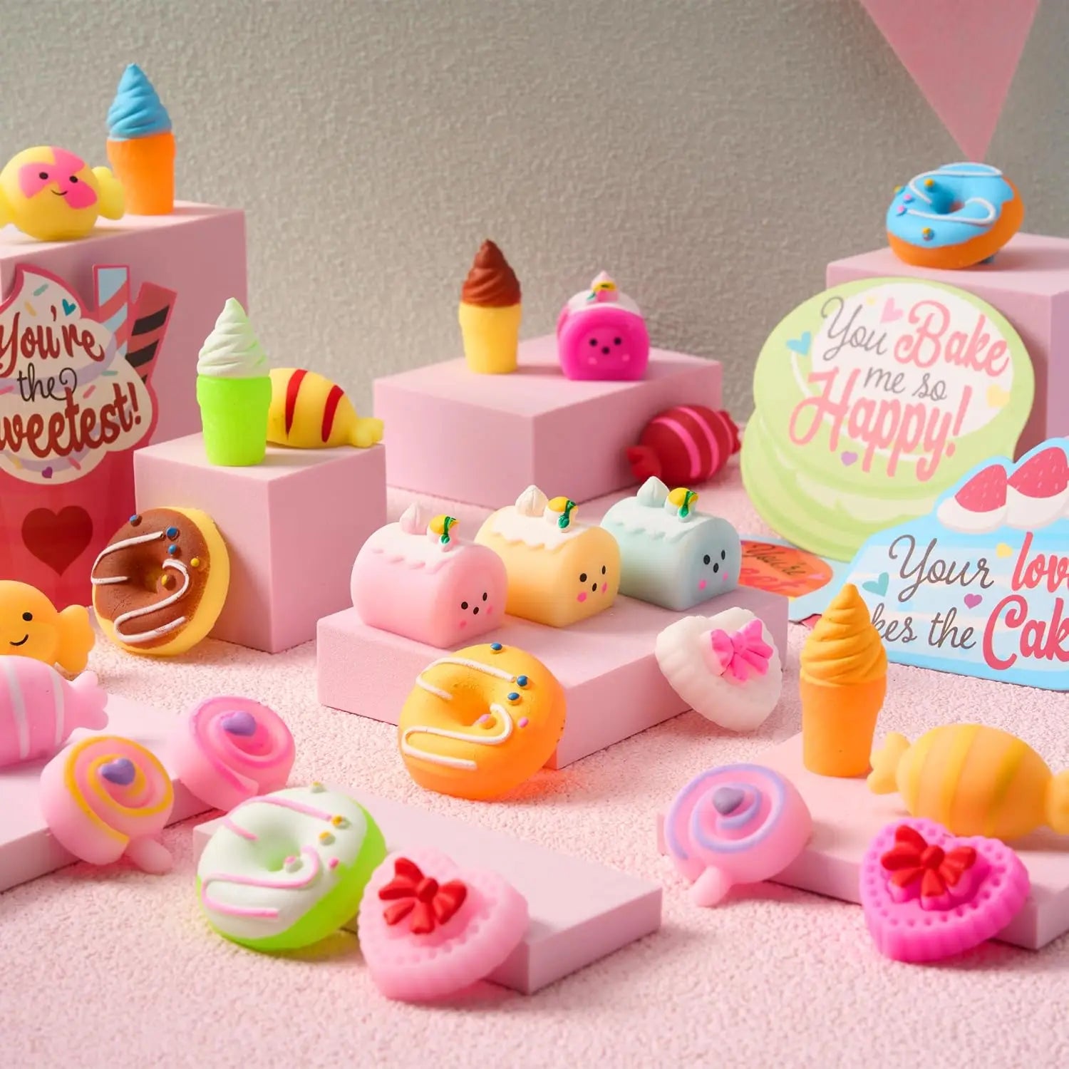 28-Pack Valentine's Day Gift Cards with Mochi Squishy Toys for Kids