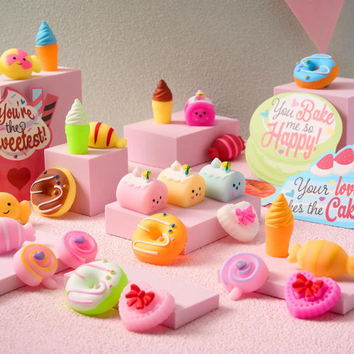 28-Pack Valentine's Day Gift Cards with Mochi Squishy Toys for Kids
