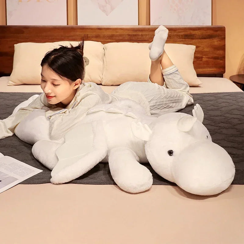 Giant Flying Snow Dragon Plush Pillow