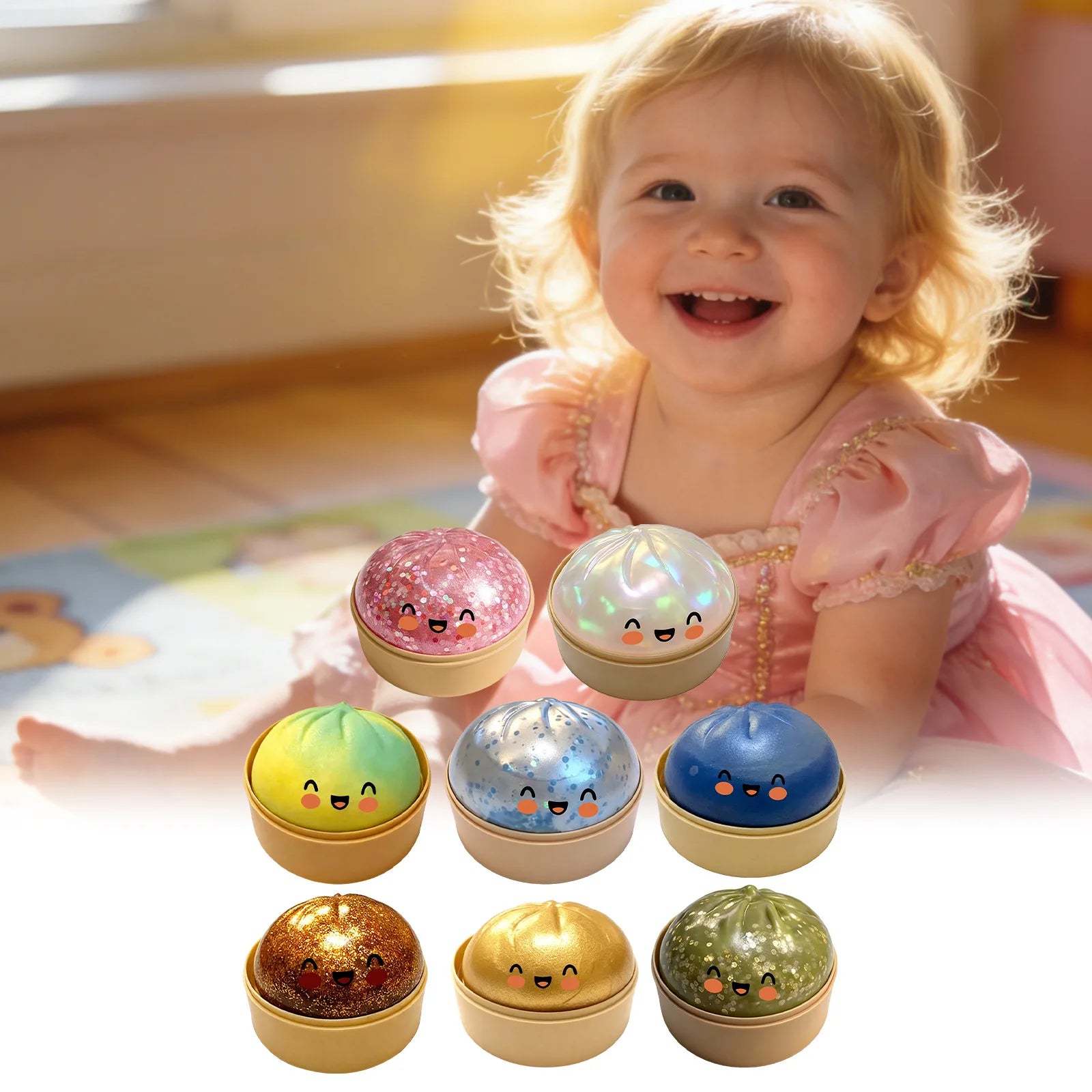Glitter Dumpling Stress Ball — Slow Rising Fidget Toy