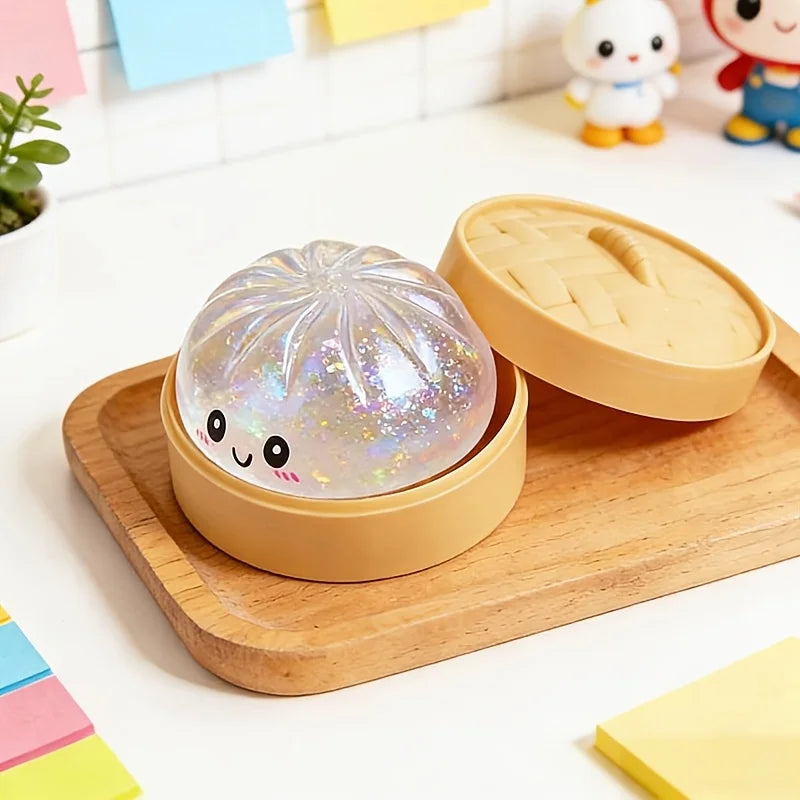 3-Pack Steamed Bread Dough Ball Squishy — Random Color Dumpling Set