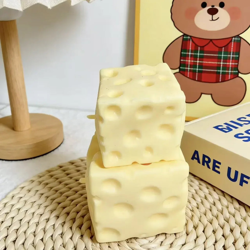 Square Cheese Squishy (7cm) — Ultra-Soft Stress Toy