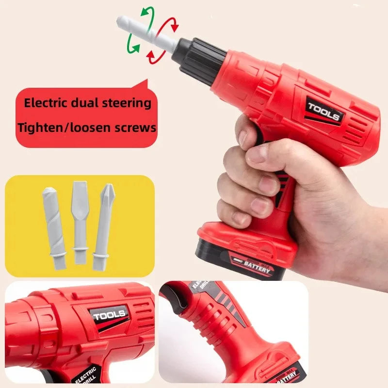 Kids Repair Toolbox Toy Set, Simulation Engineering Tools with Drill, Educational Pretend Play Gifts for Boys