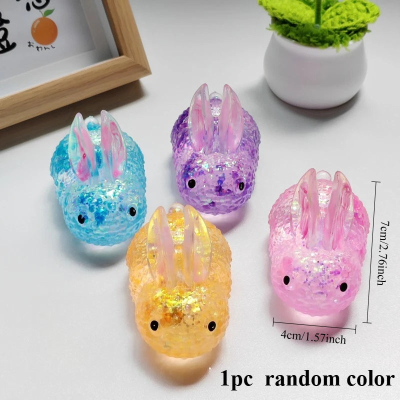 Glitter Clear Squishy Rabbit Fidget Toy — Sparkle Bunny Stress Relief