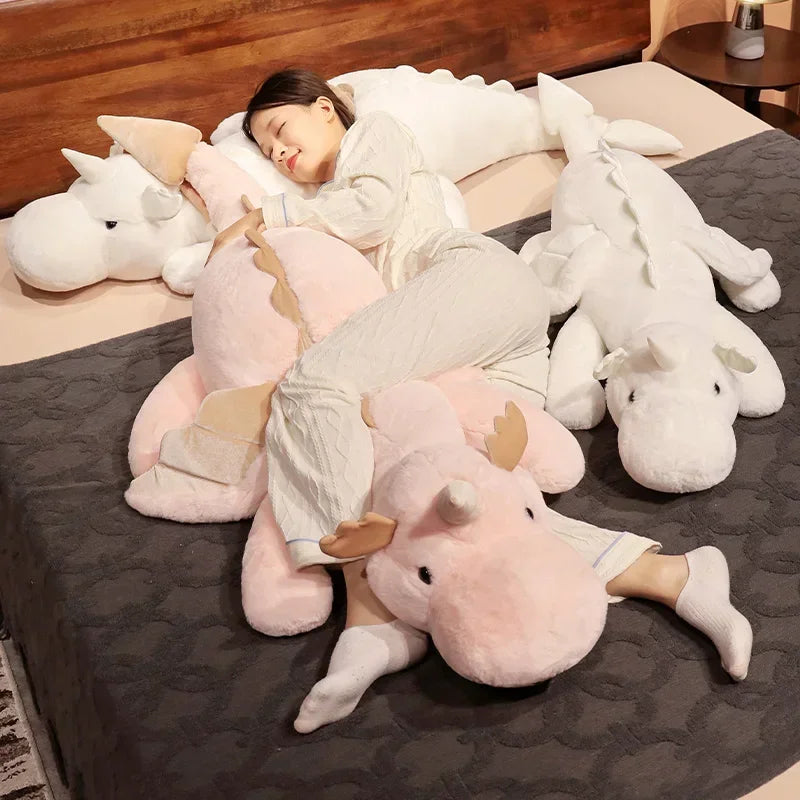 Giant Flying Snow Dragon Plush Pillow