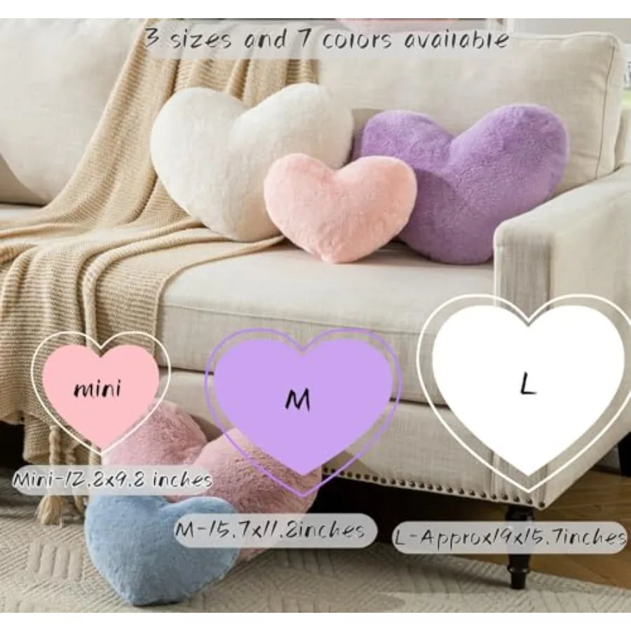Heart-Shaped Faux Rabbit Fur Throw Pillow