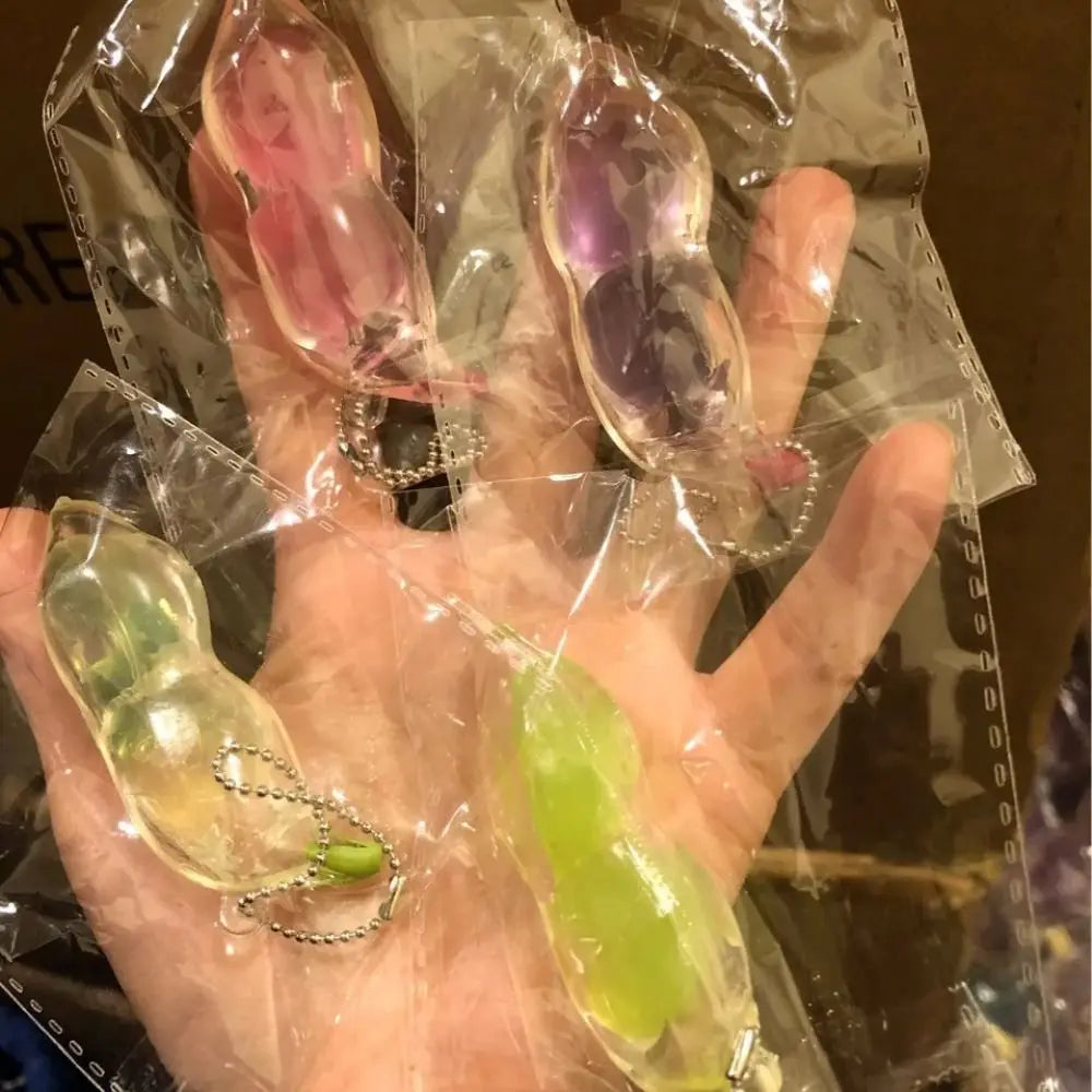 Simulation Bean Squeeze Keychain Toy — Pinch Music Fidget Pendant
