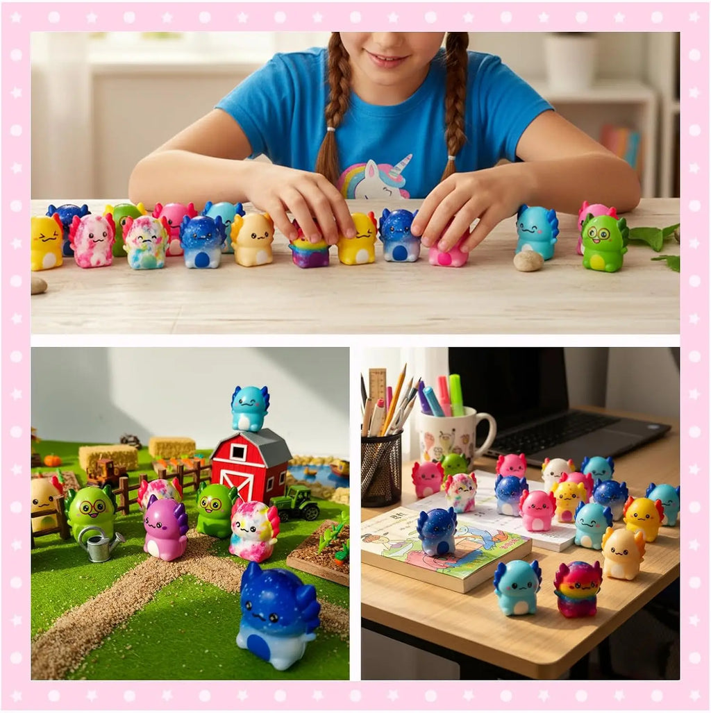 24-Pack Axolotl Squishy Toys — Soft Slow Rising Sensory Fidget for Kids