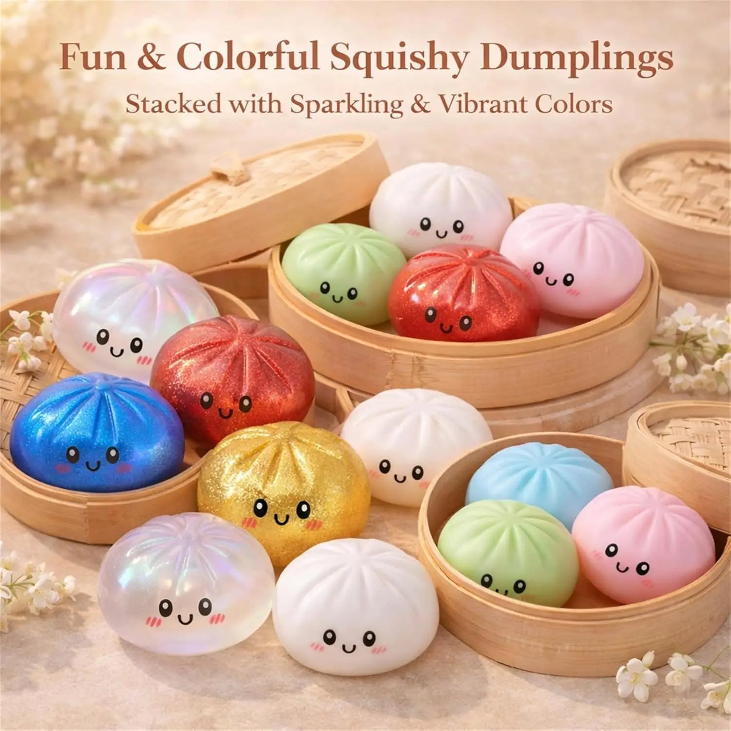 Wholesale Glitter Dumpling Squishy with Box — Sensory Stress Relief