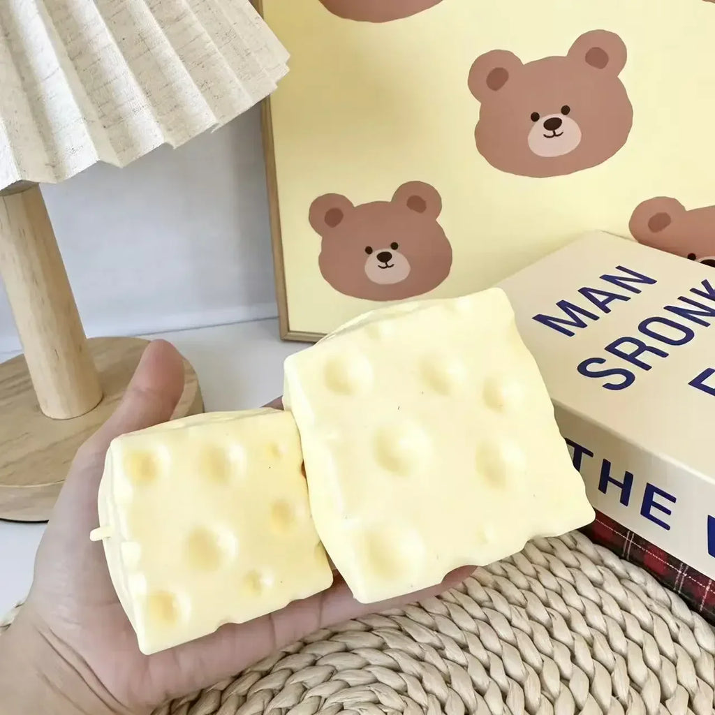 Square Cheese Squishy (7cm) — Ultra-Soft Stress Toy