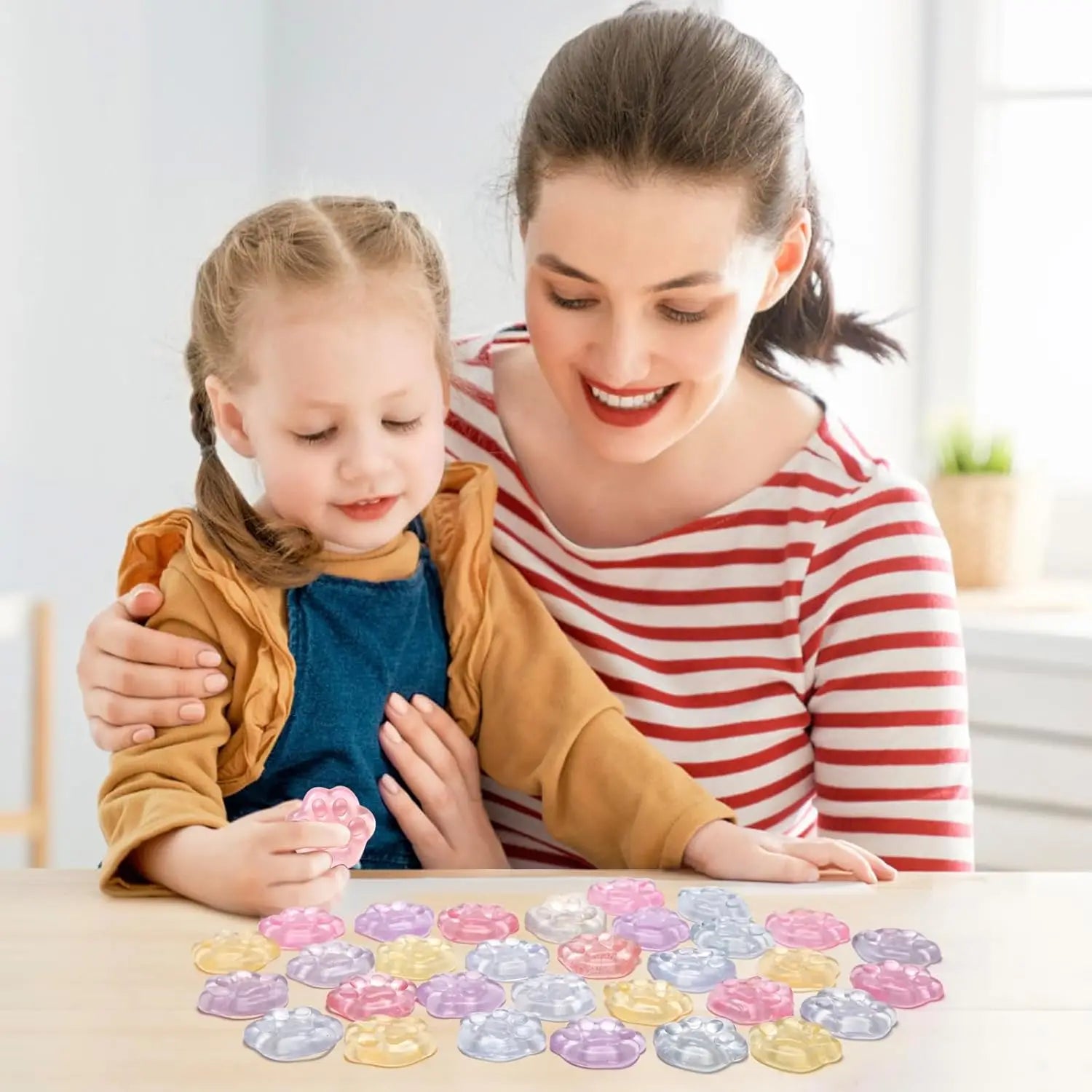 40-Pack Mini Cat Paw Mochi Squishies — Kawaii Anxiety Toys for Kids