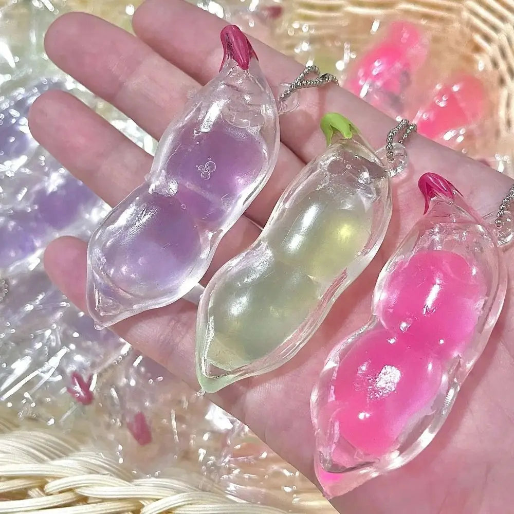 Simulation Bean Squeeze Keychain Toy — Pinch Music Fidget Pendant