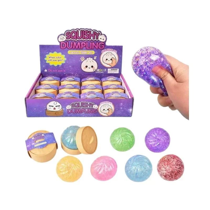 Glitter Dumpling Squishy — 1 Piece | Pick 1 of 21 Colors | Ships Same Day USA
