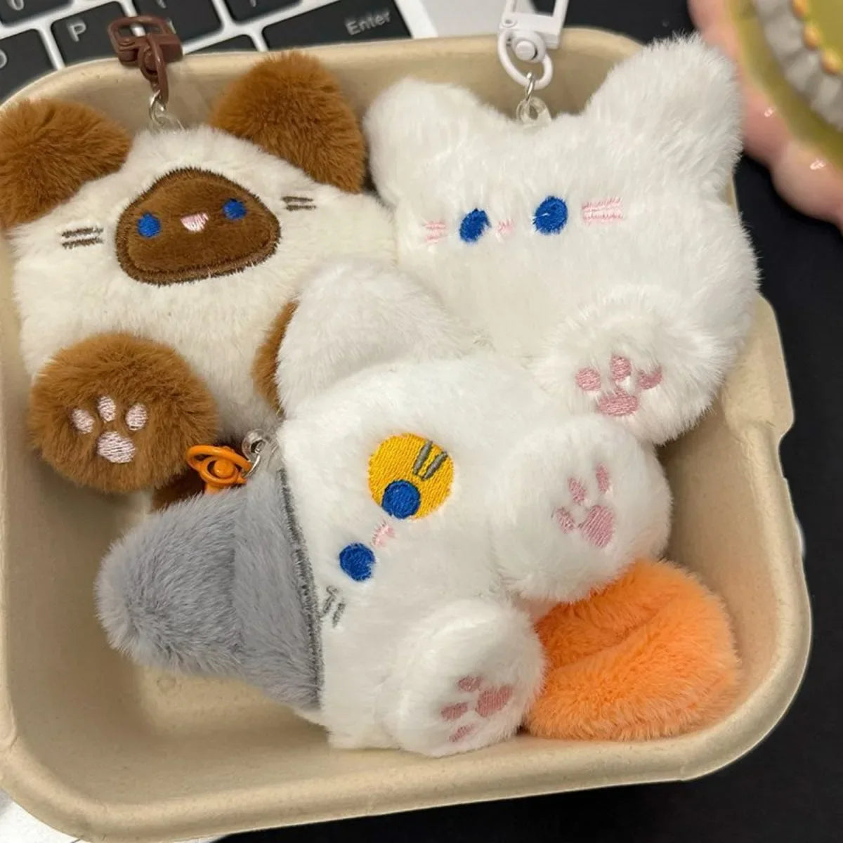 Long Tail Cat Plush Keychain