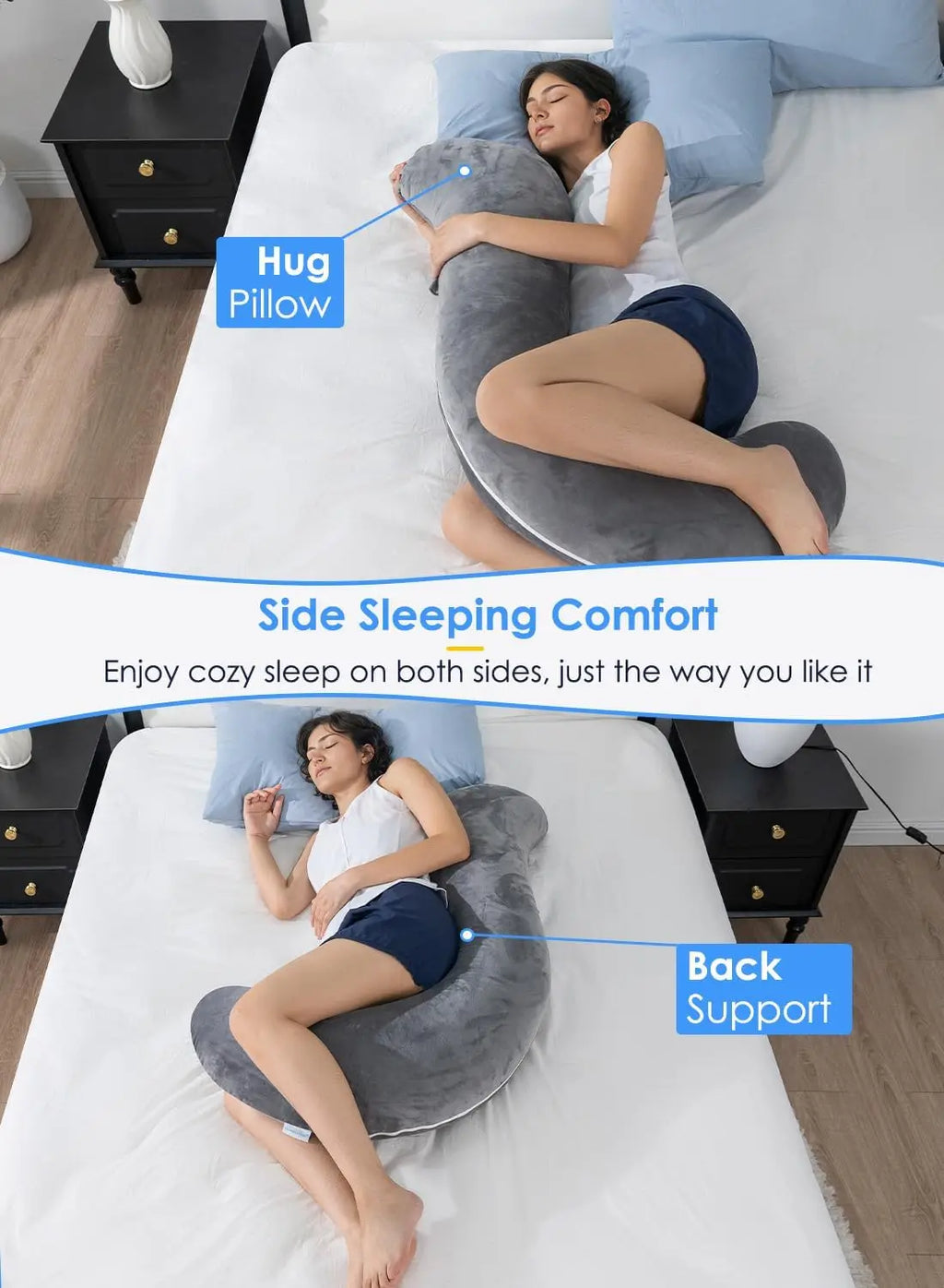 S-Shaped Hug Pillow for Side Sleepers