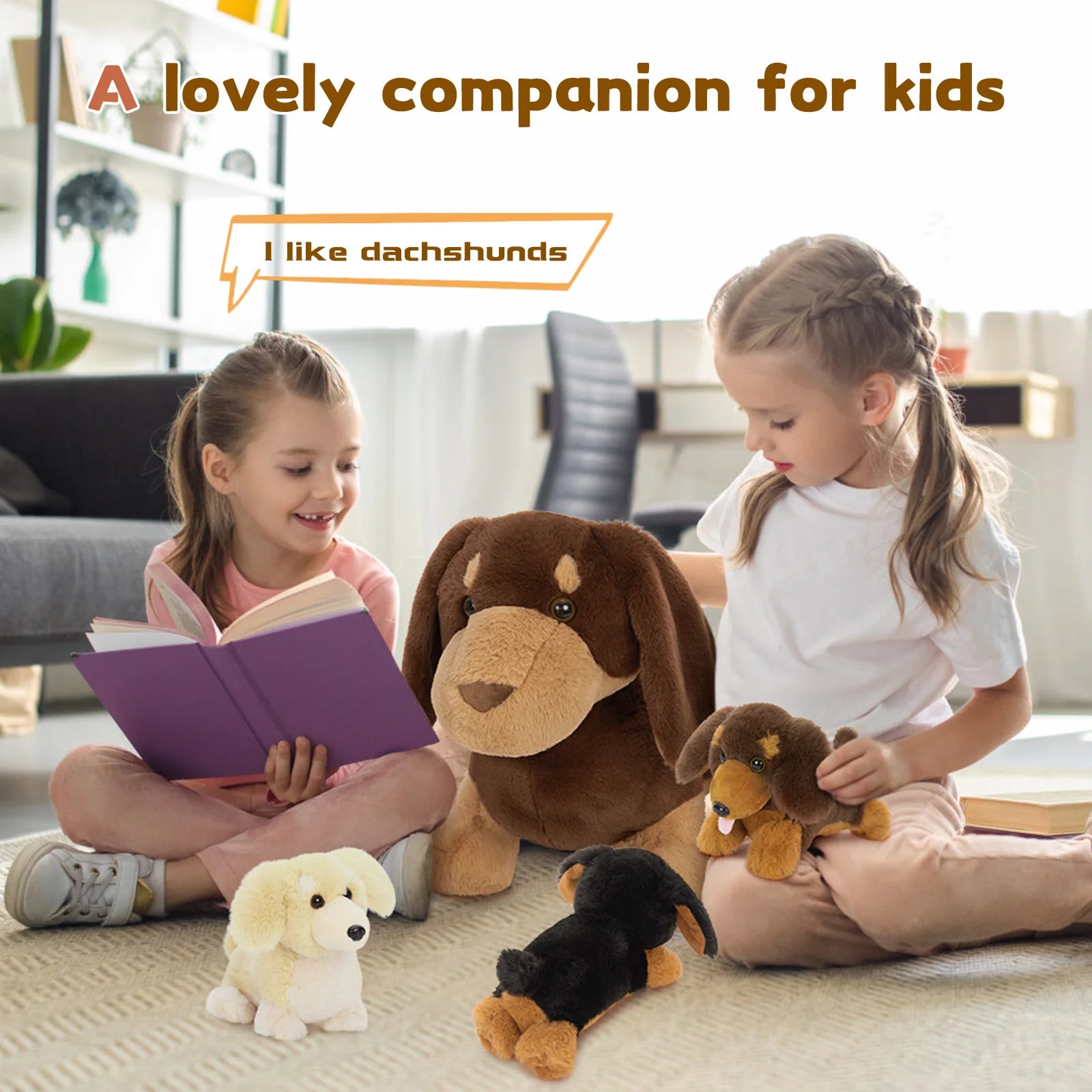 Dachshund Mommy & Puppies Plush Family Set