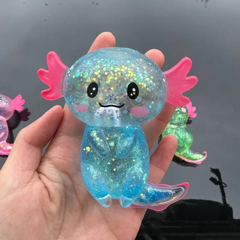 Colorful Salamander Maltose Squishy — Stretchy Axolotl Anti-Anxiety Toy
