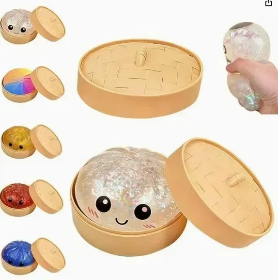 1-Piece Glitter Dumpling Squishy with Box — Stress Relief Birthday Gift