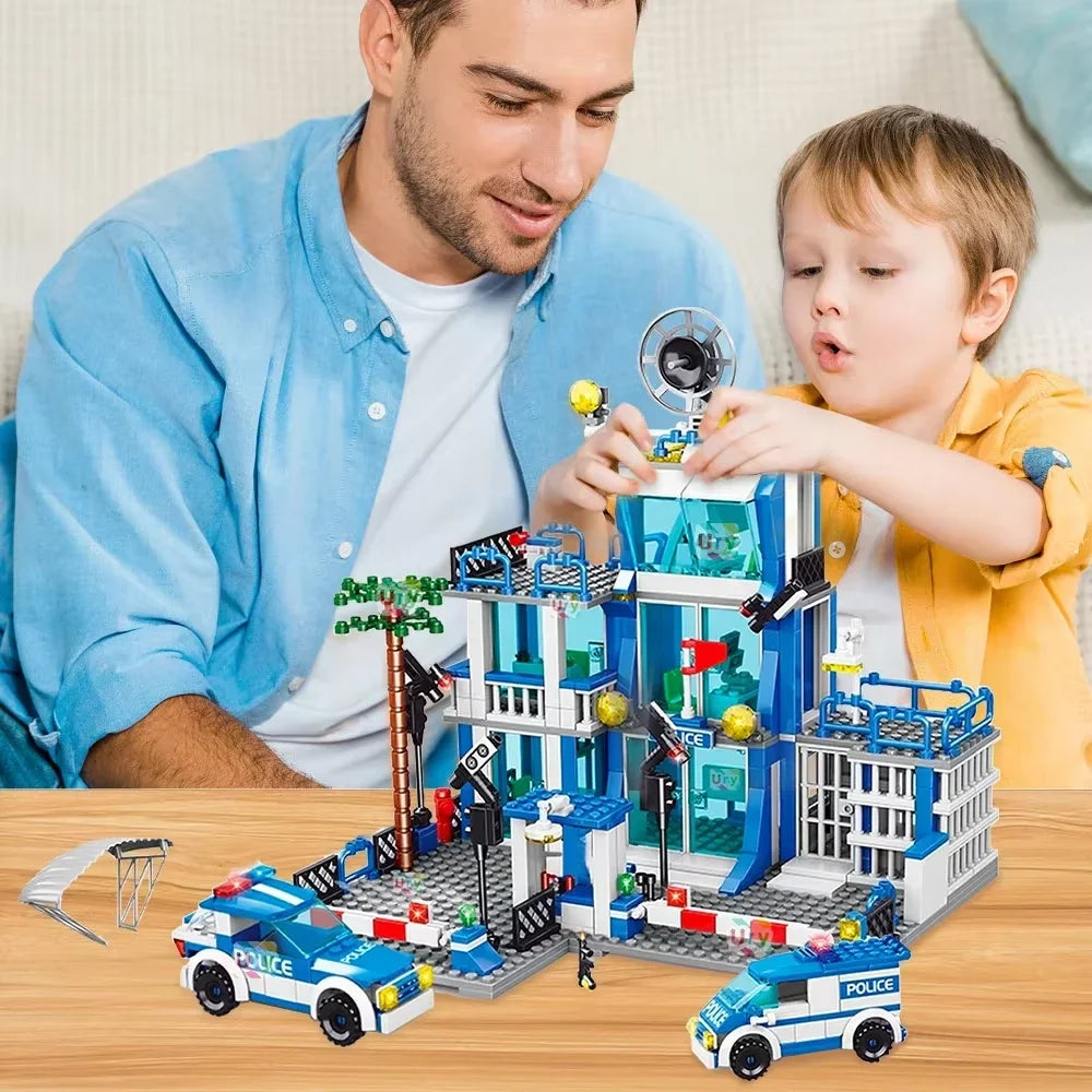 City Police Station Building Block Set Children's Educational Toys DIY Assembly Creative Small Particle Blocks Boys' Gift