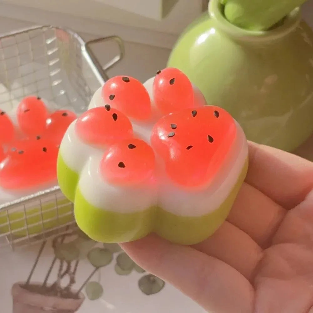 Watermelon Cat Paw Antistress Squishy Toy — Summer Edition Mochi