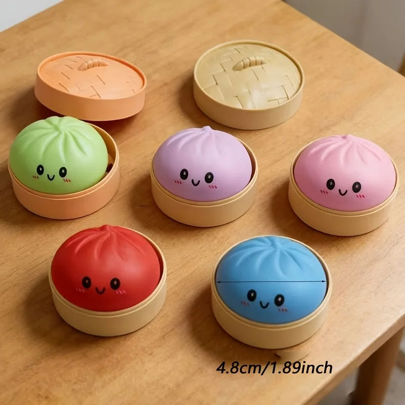3-Pack Steamed Bread Dough Ball Squishy — Random Color Dumpling Set
