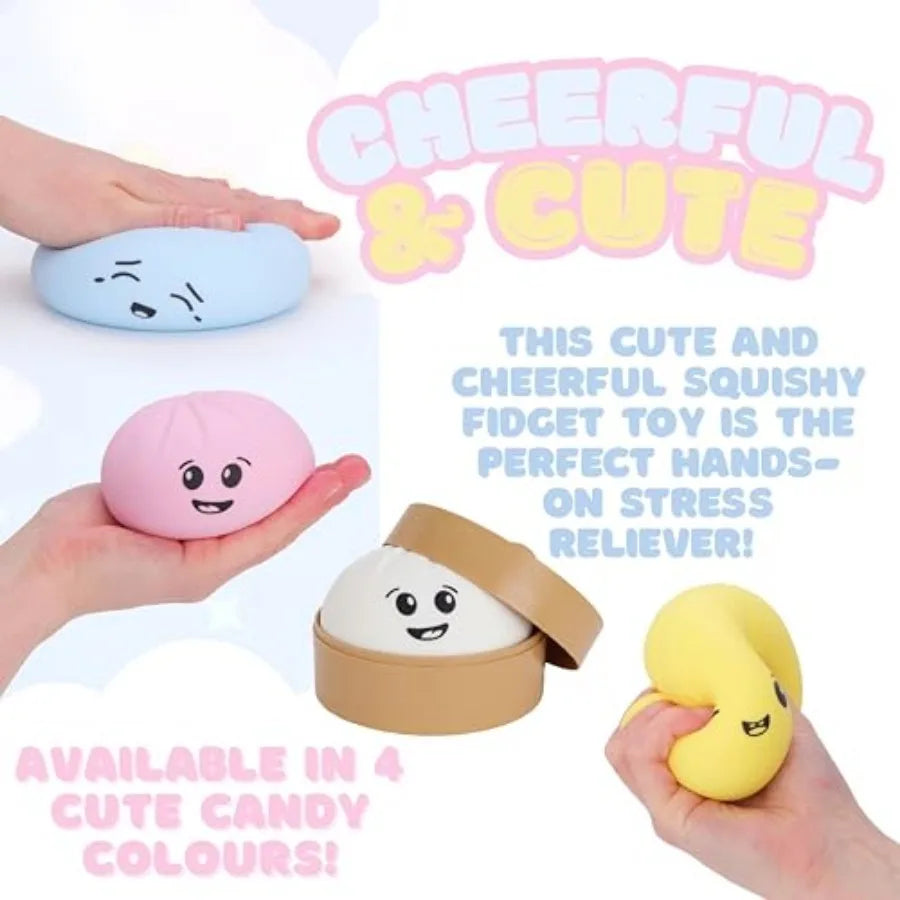 Squishy Bao Dumpling Sensory Toy with Steamer Box — Ages 3+