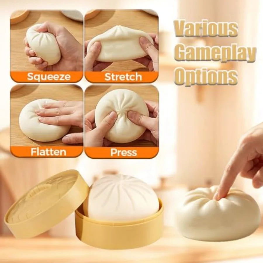Giant White Dumpling Squishy 2-Pack with Steamer Box